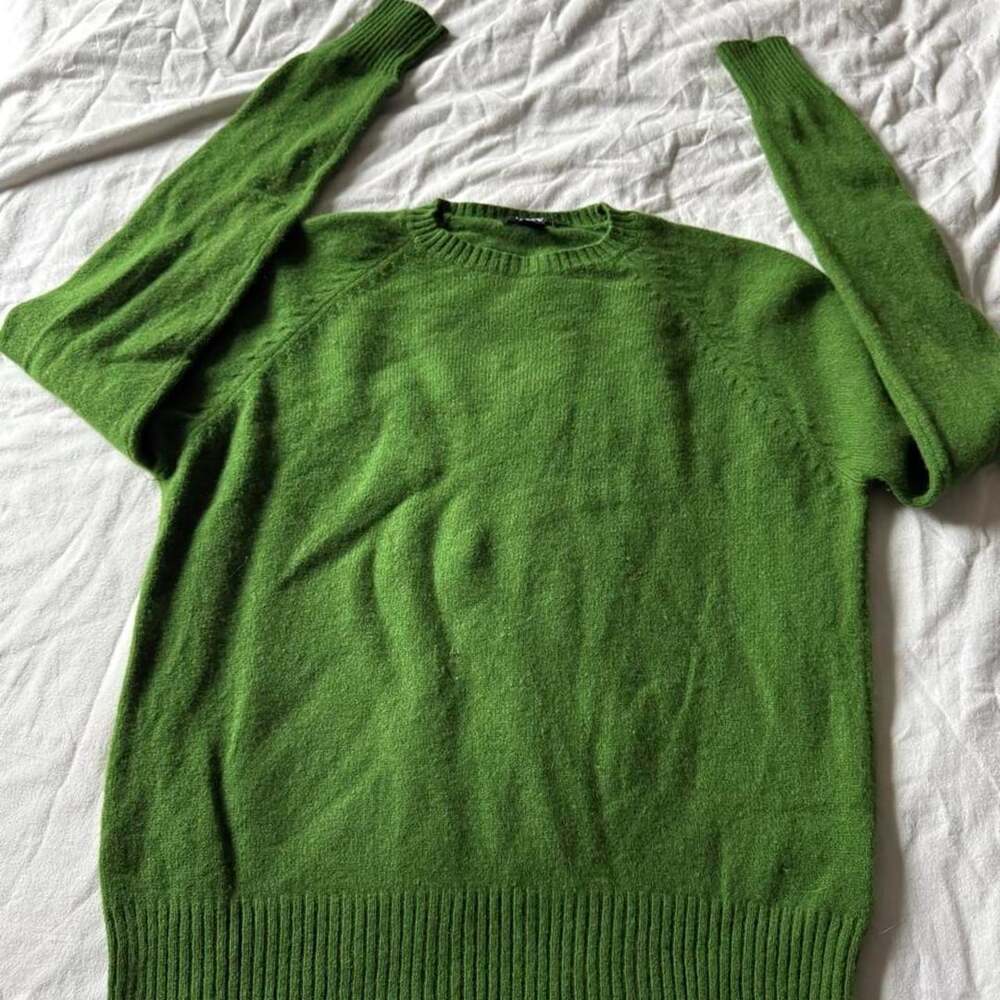 J.Crew Lambswool Crewneck Sweater Size S Moss Green 90s Knit